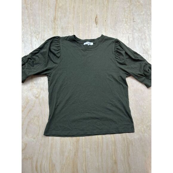 Frame Denim Tops - Frame Military Green Top Puff Sleeves Sz L EUC